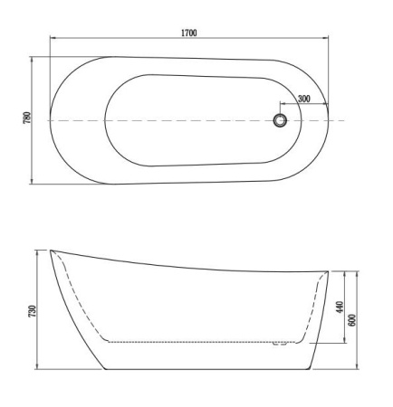 Ванна отдельностоящая 170х78см Aquatek ЛАГУНА белый